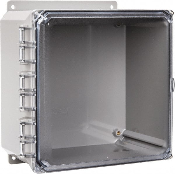 Thomas & Betts - Polycarbonate Standard Enclosure Hinge Flat Cover - NEMA 1, 2, 3, 4, 12, 3S, 3SX, 3X, 4X, 10" Wide x 10" High x 6" Deep, Impact Resistant - Exact Tooling