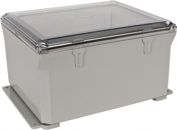 Thomas & Betts - Polycarbonate Standard Enclosure Hinge Flat Cover - NEMA 1, 2, 3, 4, 12, 3S, 3SX, 3X, 4X, 10" Wide x 12" High x 6" Deep, Impact Resistant - Exact Tooling