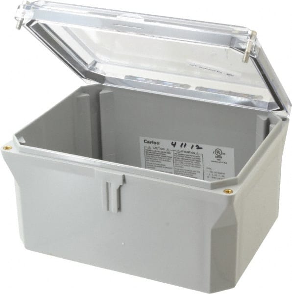 Thomas & Betts - Polycarbonate Standard Enclosure Hinge Flat Cover - NEMA 1, 2, 3, 4, 12, 3S, 3SX, 3X, 4X, 6" Wide x 8" High x 4" Deep, Impact Resistant - Exact Tooling