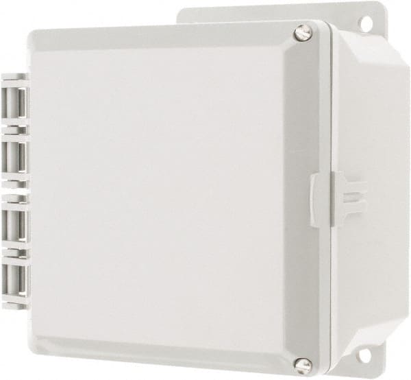 Thomas & Betts - Polycarbonate Standard Enclosure Hinge Flat Cover - NEMA 1, 2, 3, 4, 12, 3S, 3SX, 3X, 4X, 6" Wide x 6" High x 4" Deep, Impact Resistant - Exact Tooling