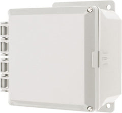 Thomas & Betts - Polycarbonate Standard Enclosure Hinge Flat Cover - NEMA 1, 2, 3, 4, 12, 3S, 3SX, 3X, 4X, 6" Wide x 6" High x 4" Deep, Impact Resistant - Exact Tooling