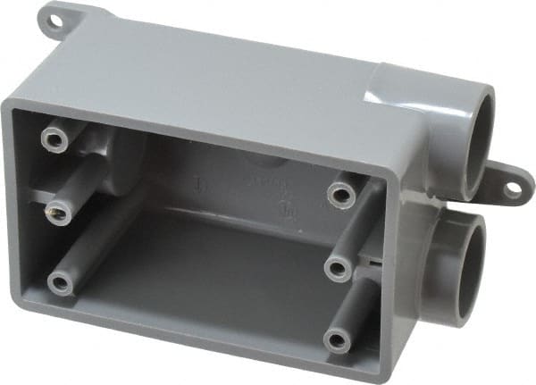 Thomas & Betts - 1 Gang, (3) 3/4" Knockouts, PVC Rectangle Junction Box - 115.3mm Overall Height x 98.4mm Overall Width x 61.5mm Overall Depth, Weather Resistant - Exact Tooling