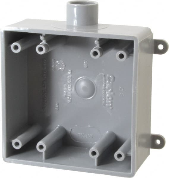 Thomas & Betts - 2 Gang, (1) 1/2" Knockout, PVC Rectangle Switch Box - 117.35mm Overall Height x 142.24mm Overall Width x 50.29mm Overall Depth, Weather Resistant - Exact Tooling