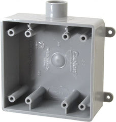 Thomas & Betts - 2 Gang, (1) 1/2" Knockout, PVC Rectangle Switch Box - 117.35mm Overall Height x 142.24mm Overall Width x 50.29mm Overall Depth, Weather Resistant - Exact Tooling