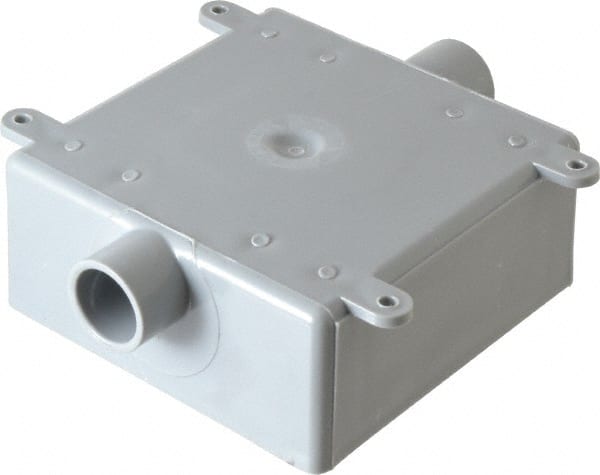 Thomas & Betts - 2 Gang, (2) 1/2" Knockouts, PVC Square Switch Box - 4.62" Overall Height x 4.62" Overall Width x 1.98" Overall Depth, Weather Resistant - Exact Tooling