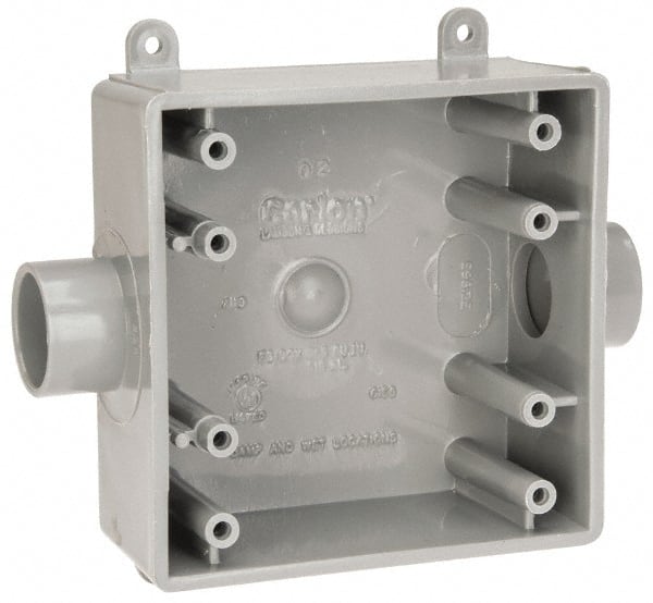 Thomas & Betts - 2 Gang, (2) 3/4" Knockouts, PVC Square Switch Box - 4.62" Overall Height x 4.62" Overall Width x 1.98" Overall Depth, Weather Resistant - Exact Tooling