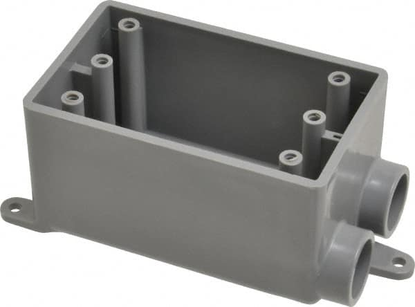Thomas & Betts - 1 Gang, (2) 1/2" Knockouts, PVC Rectangle Junction Box - 115.3mm Overall Height x 98.4mm Overall Width x 61.5mm Overall Depth, Weather Resistant - Exact Tooling