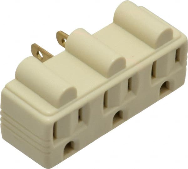 Pass & Seymour - 1 Outlet, 125 Volt, 15 Amp, Ivory, Single to Triple Electrical Outlet Adapter - 5-15P NEMA Configuration, 3-1/4 Inch Long, cULus, UL Listed - Exact Tooling