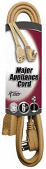 Southwire - 6', 14/3 Gauge/Conductors, Beige Indoor Extension Cord - 1 Receptacle, 15 Amps, 125 Volts, UL SPT-3, NEMA 5-15R - Exact Tooling