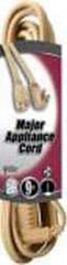 Southwire - 9', 14/3 Gauge/Conductors, Beige Indoor Extension Cord - 1 Receptacle, 15 Amps, 125 Volts, UL SPT-3, NEMA 5-15R - Exact Tooling