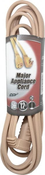 Southwire - 12', 14/3 Gauge/Conductors, Beige Indoor Extension Cord - 1 Receptacle, 15 Amps, 125 Volts, UL SPT-3, NEMA 5-15R - Exact Tooling