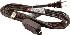 Southwire - 15', 16/2 Gauge/Conductors, Brown Indoor Extension Cord - 1 Receptacle, 13 Amps, 125 VAC, UL SPT-2, NEMA 1-15P, 1-15R x 3 - Exact Tooling