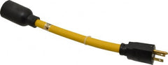 Southwire - 9", 12/3 Gauge/Conductors, Yellow Wet & Dry Location, Indoor & Outdoor Extension Cord - 1 Receptacle, 15 Amps, 125 Volts, UL STW-A, NEMA 5-15P, L5-20R - Exact Tooling