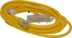 Southwire - 25', 12/3 Gauge/Conductors, Yellow Indoor & Outdoor Extension Cord - 1 Receptacle, 15 Amps, 125 VAC, UL SJTW-A, NEMA 5-15P, 5-15R x 3 - Exact Tooling
