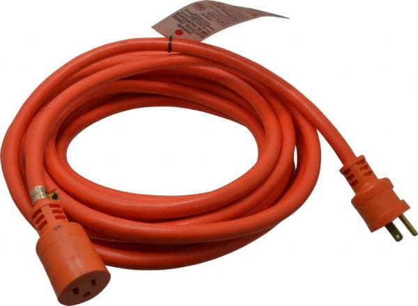 Southwire - 25', 14/3 Gauge/Conductors, Black Indoor & Outdoor Extension Cord - 1 Receptacle, 15 Amps, 125 VAC, UL SJTOW, NEMA 5-15P, 5-15R - Exact Tooling