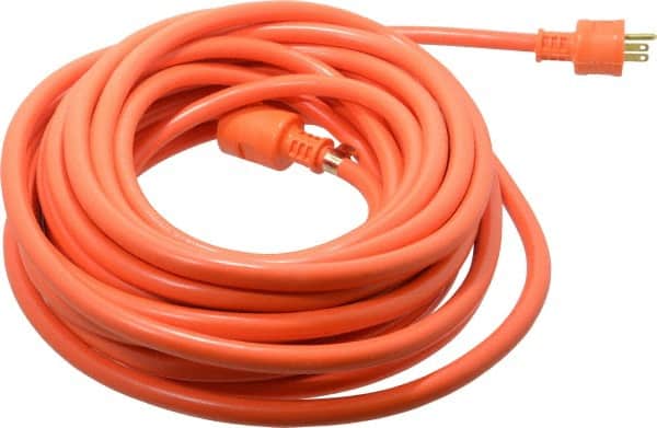 Southwire - 50', 14/3 Gauge/Conductors, Multicolor Indoor & Outdoor Extension Cord - 1 Receptacle, 15 Amps, 125 VAC, UL SJTOW, NEMA 5-15P, 5-15R - Exact Tooling