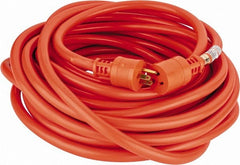 Southwire - 50', 12/3 Gauge/Conductors, Orange Indoor & Outdoor Extension Cord - 1 Receptacle, 15 Amps, 125 VAC, UL STW, NEMA 5-15P, 5-15R - Exact Tooling