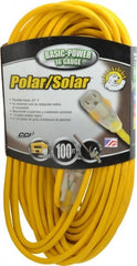 Southwire - 100', 16/3 Gauge/Conductors, Yellow Outdoor Extension Cord - 1 Receptacle, 10 Amps, 125 VAC, UL SJEOOW, NEMA 5-15P, 5-15R - Exact Tooling