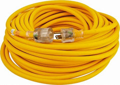 Southwire - 100', 14/3 Gauge/Conductors, Yellow Outdoor Extension Cord - 1 Receptacle, 13 Amps, 125 VAC, UL SEOOW, NEMA 5-15P, 5-15R - Exact Tooling