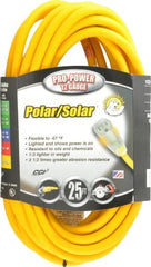 Southwire - 25', 12/3 Gauge/Conductors, Yellow Outdoor Extension Cord - 1 Receptacle, 15 Amps, 125 VAC, UL SJEOOW, NEMA 5-15P, 5-15R - Exact Tooling