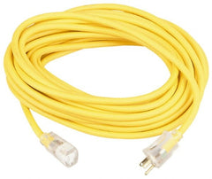 Southwire - 100', 10/3 Gauge/Conductors, Yellow Outdoor Extension Cord - 1 Receptacle, 15 Amps, 125 VAC, UL SJEOOW, NEMA 5-15P, 5-15R - Exact Tooling