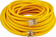 Southwire - 100', 12/3 Gauge/Conductors, Yellow Outdoor Extension Cord - 1 Receptacle, 15 Amps, 125 VAC, UL SEOOW, NEMA 5-15P, 5-15R - Exact Tooling