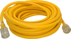 Southwire - 50', 10/3 Gauge/Conductors, Yellow Outdoor Extension Cord - 1 Receptacle, 15 Amps, 125 VAC, UL SJEOOW, NEMA 5-15P, 5-15R - Exact Tooling
