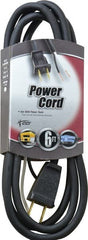 Southwire - 6', 16/2 Gauge/Conductors, Black Outdoor Replacement Cord - 1 Receptacle, 13 Amps, 125 VAC, UL SJEOOW, NEMA 1-15P - Exact Tooling