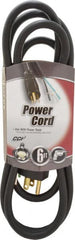 Southwire - 6', 16/3 Gauge/Conductors, Black Outdoor Replacement Cord - 1 Receptacle, 13 Amps, 125 VAC, UL SJEOOW, NEMA 5-15P - Exact Tooling