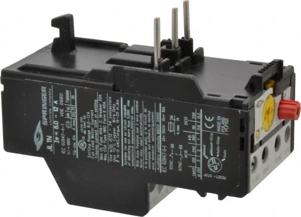 Springer - 8 to 12 Amp, IEC Overload Relay - Trip Class 10, For Use with 9-32A JC Contactors - Exact Tooling