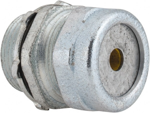 O-Z/Gedney - 0.2 to 0.3" Cable Capacity, Liquidtight, Straight Strain Relief Cord Grip - 5/8 NPT Thread, 1-1/4" Long, Iron - Exact Tooling