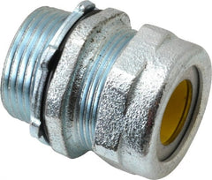 O-Z/Gedney - 0.6 to 0.7" Cable Capacity, Liquidtight, Straight Strain Relief Cord Grip - 1 NPT Thread, 1-1/4" Long, Iron - Exact Tooling