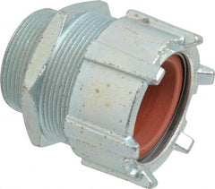 Thomas & Betts - 2-5/32 to 2.36" Cable Capacity, Liquidtight, Straight Strain Relief Cord Grip - 2-1/2 NPT Thread, 4-1/4" Long, Iron & Zinc - Exact Tooling