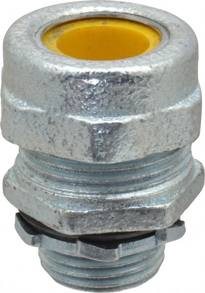 O-Z/Gedney - 0.455 to 0.555" Cable Capacity, Liquidtight, Straight Strain Relief Cord Grip - 1/2 NPT Thread, 1-3/16" Long, Iron - Exact Tooling