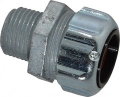 Thomas & Betts - 5/8 to 3/4" Cable Capacity, Liquidtight, Straight Strain Relief Cord Grip - 1/2 NPT Thread, 1-3/4" Long, Iron & Zinc - Exact Tooling