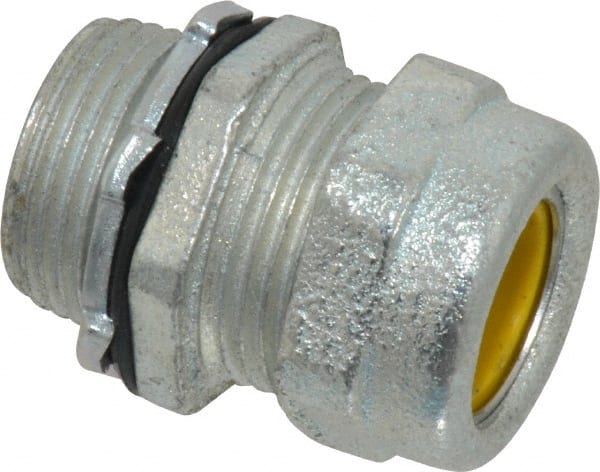 O-Z/Gedney - 1/2 to 0.6" Cable Capacity, Liquidtight, Straight Strain Relief Cord Grip - 3/4 NPT Thread, 1-3/16" Long, Iron - Exact Tooling