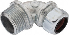 Thomas & Betts - 5/8 to 3/4" Cable Capacity, Liquidtight, Elbow Strain Relief Cord Grip - 1 NPT Thread, Iron - Exact Tooling