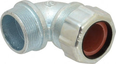 Thomas & Betts - 1 to 1-3/16" Cable Capacity, Liquidtight, Elbow Strain Relief Cord Grip - 1-1/2 NPT Thread, Iron - Exact Tooling