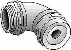Thomas & Betts - 7/8 to 0.985" Cable Capacity, Liquidtight, Elbow Strain Relief Cord Grip - 1 NPT Thread, Iron - Exact Tooling