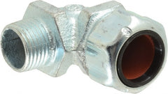 Thomas & Betts - 5/8 to 3/4" Cable Capacity, Liquidtight, Elbow Strain Relief Cord Grip - 1/2 NPT Thread, Iron - Exact Tooling