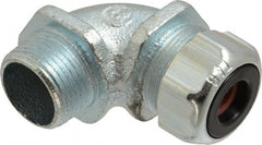 Thomas & Betts - 1/4 to 3/8" Cable Capacity, Liquidtight, Elbow Strain Relief Cord Grip - 3/4 NPT Thread, Iron - Exact Tooling