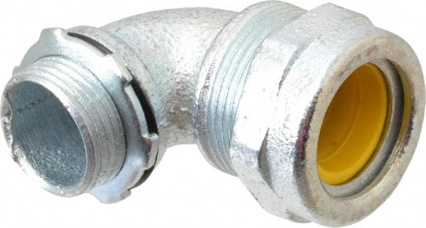 O-Z/Gedney - 0.7 to 0.8" Cable Capacity, Liquidtight, Elbow Strain Relief Cord Grip - 3/4 NPT Thread, Iron - Exact Tooling