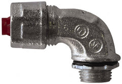 O-Z/Gedney - 1 to 1-3/8" Cable Capacity, Liquidtight, Elbow Strain Relief Cord Grip - 1-1/4 NPT Thread, 2-7/8" Long, Iron - Exact Tooling