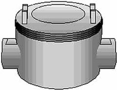Thomas & Betts - (2) 2" Knockouts, Iron Round Junction Box - 5-3/4" Overall Width x 4.06" Overall Depth - Exact Tooling