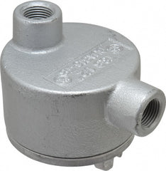 Thomas & Betts - (2) 1/2" Knockouts, Iron Round GUAB - 3-1/2" Overall Width x 2" Overall Depth - Exact Tooling