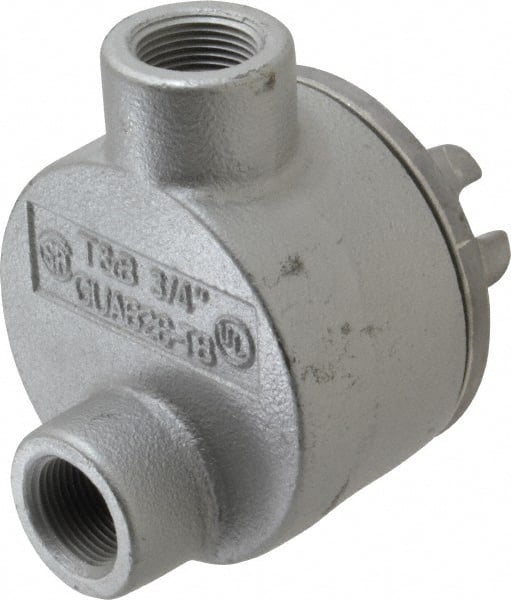 Thomas & Betts - (2) 3/4" Knockouts, Iron Round GUAB - 3-1/2" Overall Width x 2" Overall Depth - Exact Tooling