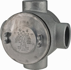 Thomas & Betts - (4) 2" Knockouts, Iron Round Junction Box - 5-3/4" Overall Width x 4.06" Overall Depth - Exact Tooling