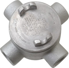 Thomas & Betts - (4) 3/4" Knockouts, Iron Round GUAX - 3-1/2" Overall Width x 2" Overall Depth - Exact Tooling