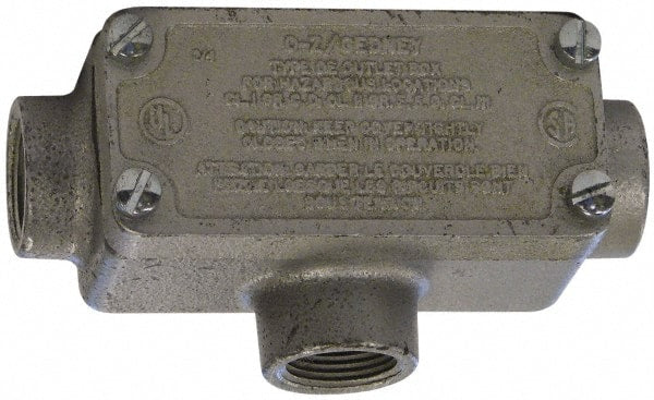 O-Z/Gedney - T Body, 1/2" Trade, Rigid Malleable Iron Conduit Body - Rectangle, 3.69" OAL, Hazardous Locations - Exact Tooling