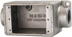Thomas & Betts - 1 Gang, (2) 1" Knockouts, Iron Rectangle Device Box - 2-3/4" Overall Width - Exact Tooling